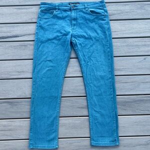 Victorious; Classic Straight Leg; Cerulean Blue Jeans; Minor Wear; W38 L32